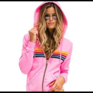 NWOT Aviator Nation 5 Stripe Hoodie Large